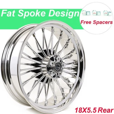 Chrome 18x5.5 Fat Spoke Rear Wheel Rim for Harley Softail Fatboy Night Train FLS - Изображение 1 из 4