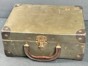 Vtg Metal Box Brief Case Shaped With Handle Industrial Style Home Decor - Picture 1 of 17