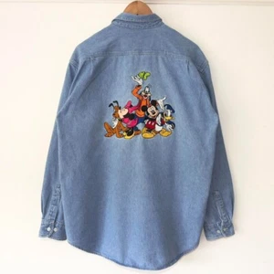 Vintage Mickey & Friends 90s Denim Shirt Size M - Picture 1 of 6