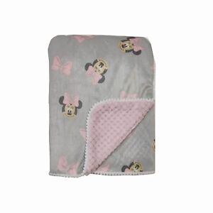 Disney Cudlie Baby Girl Minnie Mouse MNK/Waffle with Satin Edge Blanket GS71658