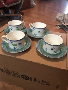 MIKASA ULTIMA HK243 BLUE MEDLEY FOUR CUPS AND SAUCERS - Picture 1 of 4