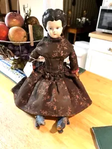 AMERICAN LUDWIG GRENIER NO 3 PAPIER MACHE GIRL DOLL W ORG OWNER'S OBIT ON SKIRT - Picture 1 of 9