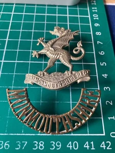 3er Batallón MONMOUTHSHIRE Regimiento insignia y emparejamiento de título de hombro - Imagen 1 de 6