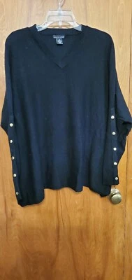 RXB Oversized Boxy Sweater Black Sz M Gold Buttons - Image 1 of 4