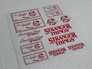 Stranger Things/Surfer Boy Pizza Sticker sheet for 1/64 diecast trucks/vans/etc - Picture 1 of 4