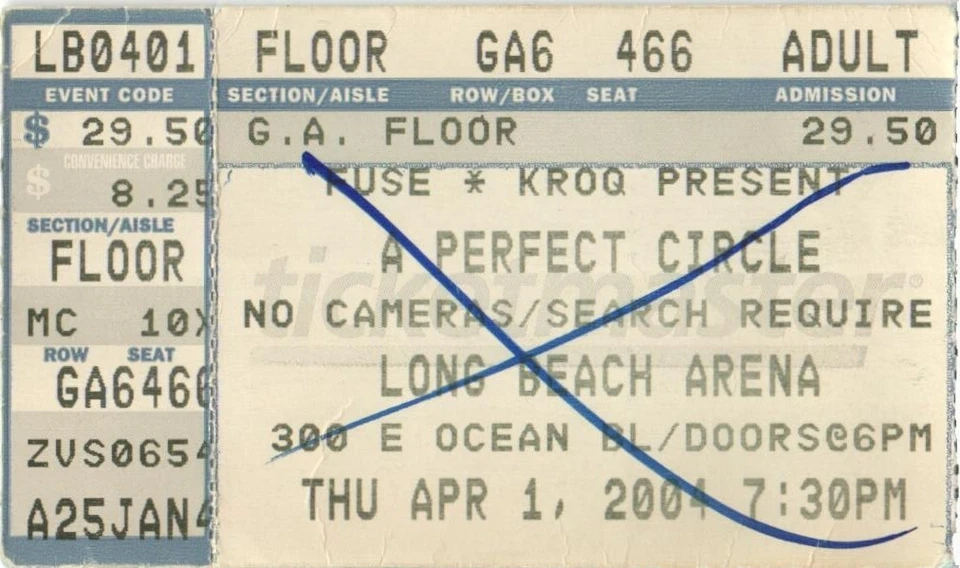 2004 A Perfect Circle Mars Volta Concert Ticket Stub Long Beach CA - Image 1 of 1