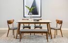 Mid Century Mod Natural Walnut Dining Table Chairs Bench Dining Room Furniture