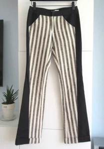 NEW DEREK LAM 10 CROSBY FLARE LEG TROUSER PANTS SIZE 2 BLACK AND NATURAL - Picture 1 of 12