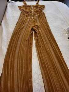 Sky & Sparrow Gold Button Detail Gathered Waist Jumpsuit Women’s Size Small Boho - Picture 1 of 10
