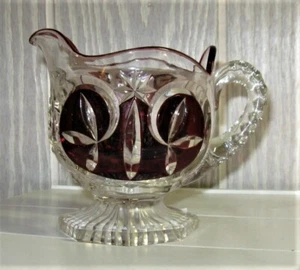 EAPG *** RUBY STAINED = LEAF & STAR = CREAMER = 1890'S ERA - Picture 1 of 5