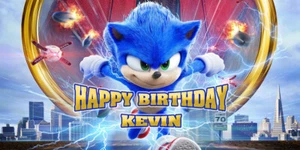 Striscione Compleanno Sonic Personalizzato - Foto 1 di 3
