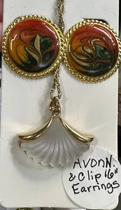 Collana 16" Tonoma Oro AVON & Orecchini Clip-On Vintage M-6447* - Foto 1 di 2