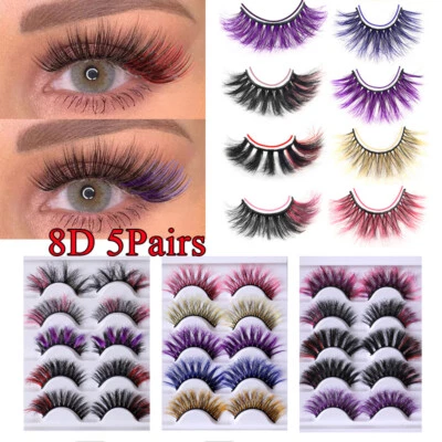 5Pairs 8D Mink Eyelashes Colorful Lashes MixColor False Eyelashes Fluffy Eyelash - Image 1 of 4