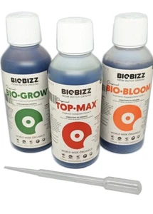 BIOBIZZ Indoor Try Pack 250ml Bio Grow, Bio Bloom,Top Max. Free Pipette DECANTED - Picture 1 of 2