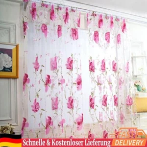 Verdunkelungsvorhänge aus Tüll mit großen Blumen, Fenstervorhang für Schlafzimme - Bild 1 von 11