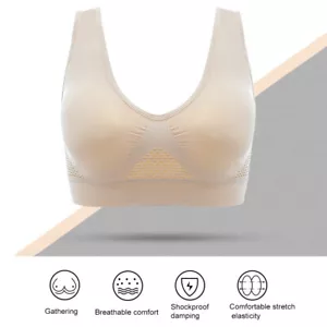 Vest Bra with Chest Pad Wire Free Solid Color Women Seamless Sports Bra for Gym - Picture 1 of 33