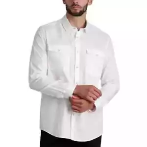 $179 Camisa Karl Lagerfeld Paris Para Hombre X-Pequeña Blanca a Snap Perla Calce Ajustado Jacquard - Imagen 1 de 4