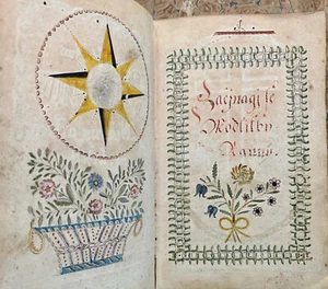 Illuminated Manuscript Christian Prayer Book Folk Art 1826 Handwritten Journal - Picture 1 of 12