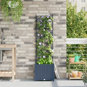 vidaXL Garden Planter with Trellis Grey 40x40x143 cm - Picture 1 of 11