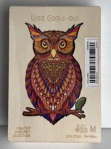 Colorful Wise Eagle-Owl Figured Wooden Jigsaw Puzzle Size M 200 pc - Picture 1 of 4