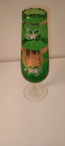 Vintage Weihnachten Murano Wald grün Sockel Zyklaman Knospe Vase 10"X4" Z#1 - Bild 1 von 5