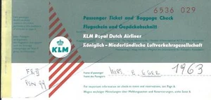 Airline Ticket - KLM - 2 Flight Format - 1963 (T412) - Picture 1 of 1