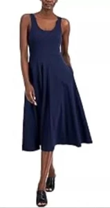 Alfani Modern Navy Dress Women S Fit & Flare NWOT R36 - Picture 1 of 12