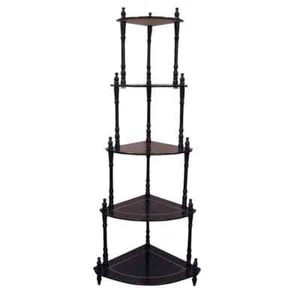 Cherry 5-Tier Wood Shelving Unit Corner Stand 14.5 in. W x 47.5 in. H x 20 in. D - Picture 1 of 4