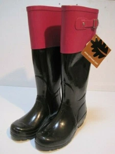 Oakiwear Monumenta stivali da pioggia donna neri/fucsia alti in gomma taglia 5 nuovi - Foto 1 di 7