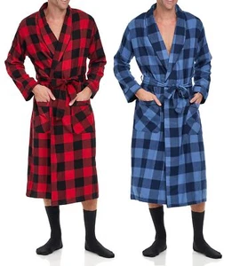 Mens 2 Pack Long 55% Cotton Flannel Brush Warm Robe 2XL / 3XL Assorted Plaids - Picture 1 of 6