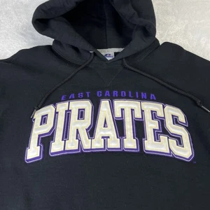 East Carolina Pirates Russell Hoody Sweatshirt Men L Black - Picture 1 of 12