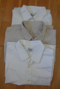 3 HARRODS LARGE WHITE/BEIGE COTTON SHIRTS 17 1/2 INCH 44 CM. VGC - Picture 1 of 5