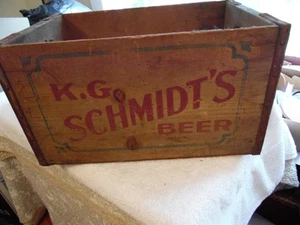Antigua caja de cerveza de madera vintage K G SCHMIDT, Indiana - Imagen 1 de 13