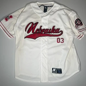 Maglia Baseball Vintage Nebraska Cornhuskers Starter Team Autentica Bianca L - Foto 1 di 13