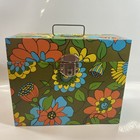 Vintage 1970s Flower Power Metal Storage File Record Box Hippie 12.5" MCM
