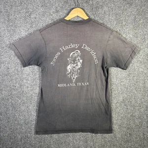 Camicia vintage Harley Davidson uomo media nera anni 70 sbiadita texana tasca maglietta biker - Foto 1 di 8