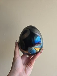Signed Vintage Paperweight Maslach 1978 Egg Shaped Art Glass Home Decor - Picture 1 of 24