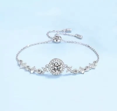 Women’s 1CT Moissanite Bracelet 18K White Gold PT950 Xmas Luxury Jewellery - Image 1 of 4