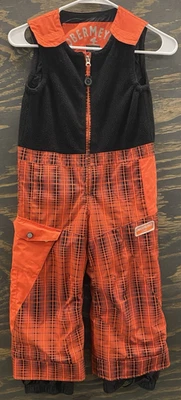 Kids Obermeyer Snow Bib Pants Size 4 I-Grow System Orange Black Ski Snowboard - Image 1 of 4