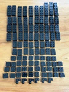 Lego schwarze Steine nur 2x2 2x3 2x4 2x6 2x8 100 Stück Bulk Lot - Bild 1 von 4