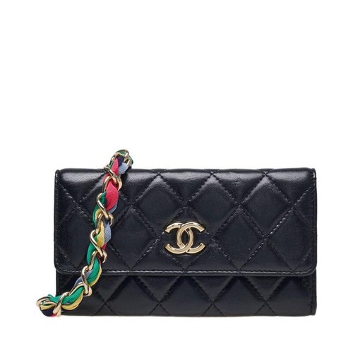 Portafoglio donna Chanel nero Coco Mark WOC catena oro AP2056 B05062 94305