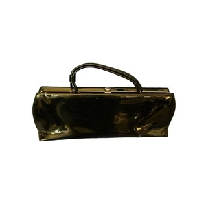 VTG Black Patent HANDBAG CLUTCH THEODOR CALIFORNIA PURSE 13W X 4.75 H X 2 Deep - Picture 1 of 10