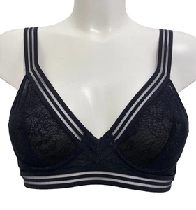 Schwarzer Bralette BH 34A Bügel halbtransparent Blumen Spitze ohne Polsterung Stretch - Bild 1 von 7