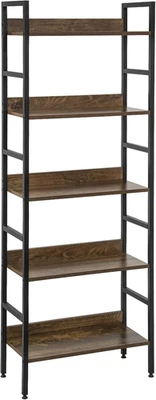 Scaffale Libreria a 5 Ripiani Design Industriale Scaffalatura Portaoggetti Moder - Immagine 1 di 4