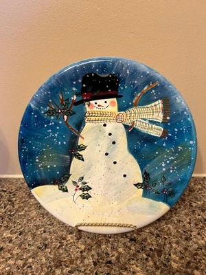 Plato muñeco de nieve de Navidad Susan Winget, certificado internacional Foto 1 de 2