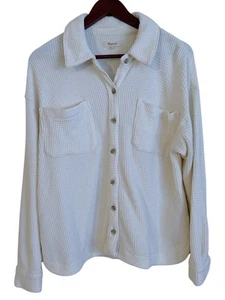 Camisa-chaqueta tejida gofre Madewell para mujer con botones talla M - Imagen 1 de 8