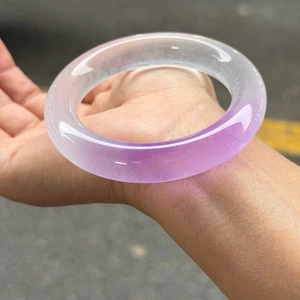 Brazalete Brazalete Redondo Natural Grado A Raro Luz Helada Jade Jadeíta 52mm - Imagen 1 de 14