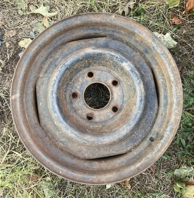 Vintage Original OEM Chevrolet Chevy Steel Wheel 15x6 GM 5 Lug 4.75 Bolt Pattern Foto 1 de 4