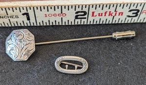 Sterling Silber viktorianische Hutnadel oder Anstecknadel und kleine Sterling Silber Brosche - Bild 1 von 5