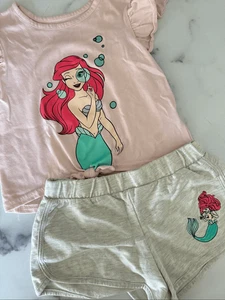 Disney princess girls 2 piece set size 6 The Little Mermaid Ariel embroidered sh - Picture 1 of 6